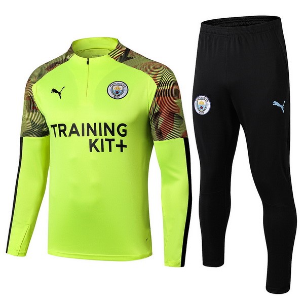 Chandal Del Niños Manchester City 2019-2020 Verde Fluorescente Negro